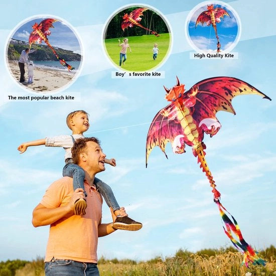 Paracadute Grande Drago per Bambini - Facile da Pilotare - Giochi all'Aperto - Attività - Sport Estivi all'Aperto - Parco di Sponda