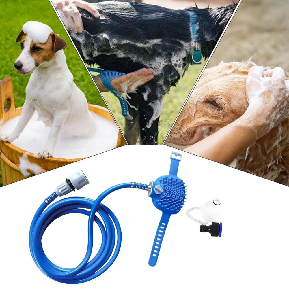 Spruzzatore Doccia 2in1 per Cani e Gatti con Spazzola Massaggiante e Tubo