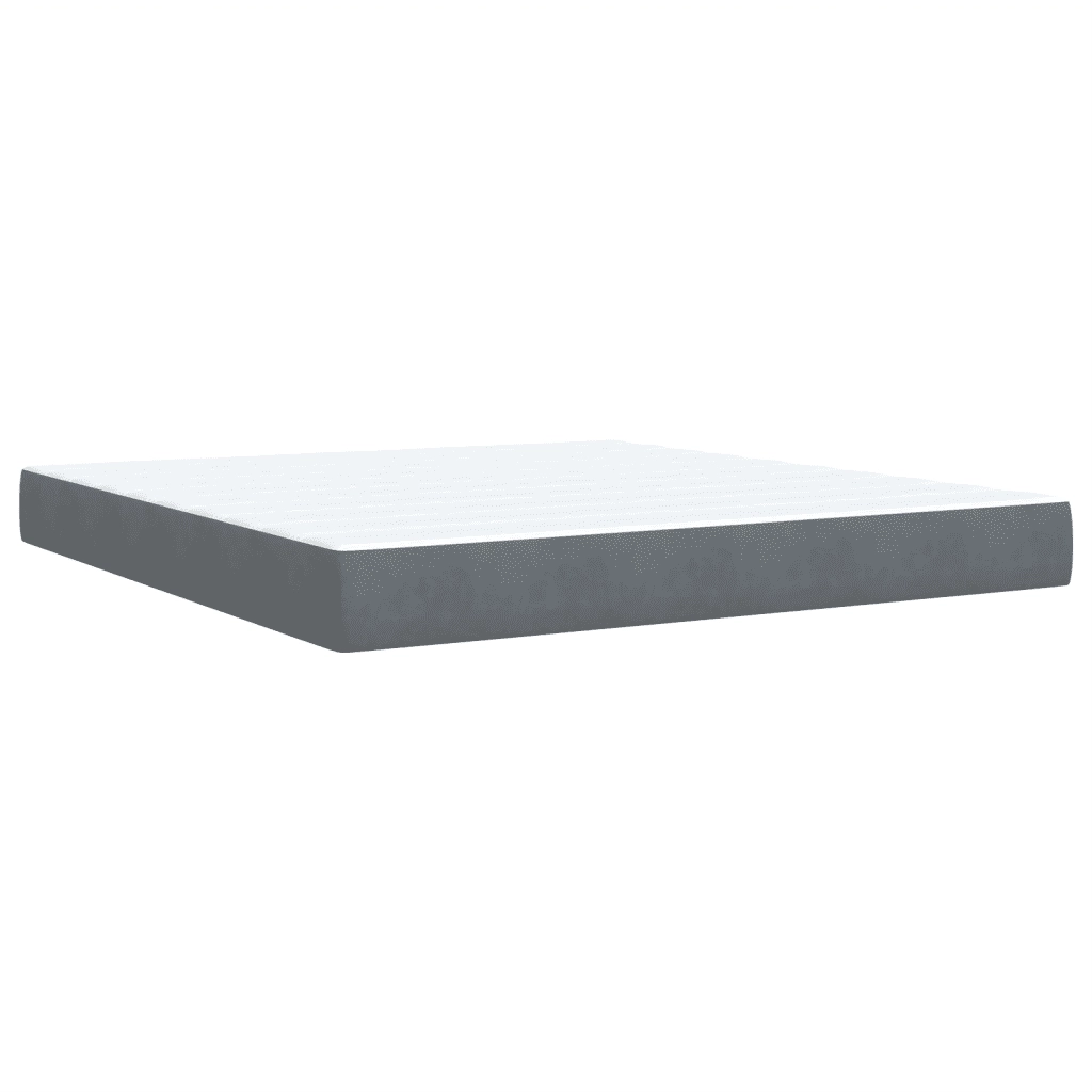 Giroletto a Molle con Materasso Grigio Scuro 180x200 cm Velluto