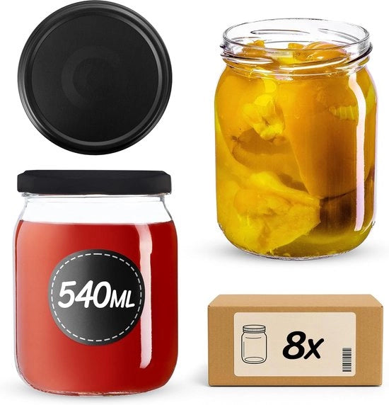 Set di 25 Piccole Bottiglie per Conservazione 125 ml – Incluso Etichette e Penna – Erettore e Resistente al Lavastoviglie – Ideale come Regalo