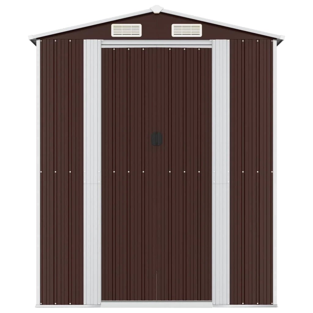 Casetta da giardino cabina ripostiglio capanno da esterno capanno per attrezzi robusta scura 192 x 523 x 223 cm acciaio zincato marrone 02_0022321