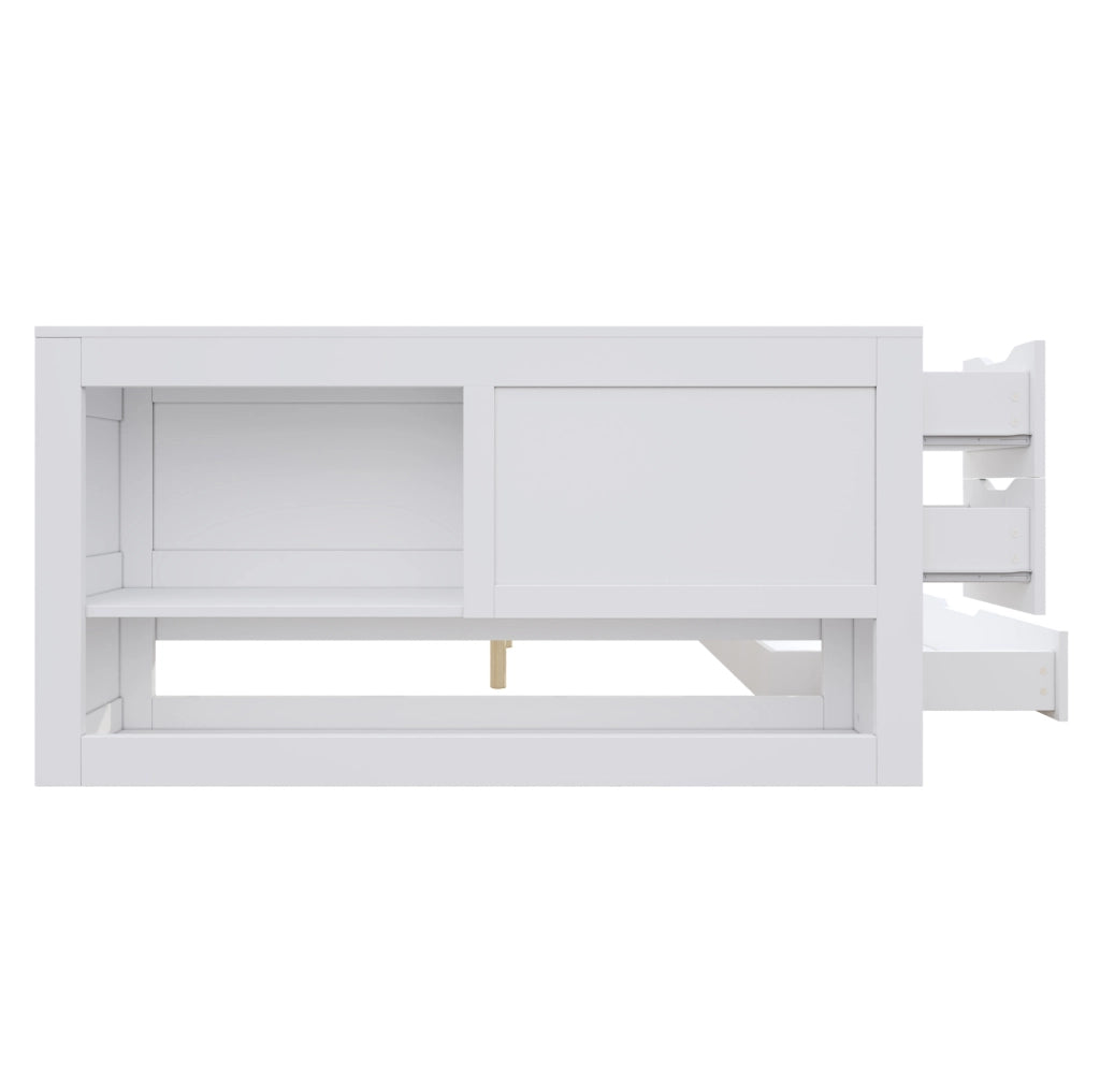 Letto con cassetti e spazio laterale per materasso 140x190 cm; MDF bianco