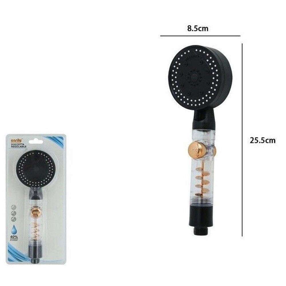 Trade Shop - Doccetta Multigetto Soffione Doccia Bagno Con Pulsante Stop Ventola A Spirale 87529 -