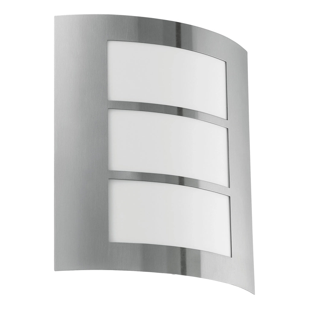 Applique Esterno Contemporanea City Acciaio Argento E Bianco 1 Luce E27