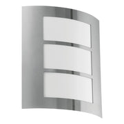 Applique Esterno Contemporanea City Acciaio Argento E Bianco 1 Luce E27