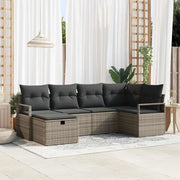 Set Divano da Giardino con cuscino 6 pcs Grigio Poly Rattan