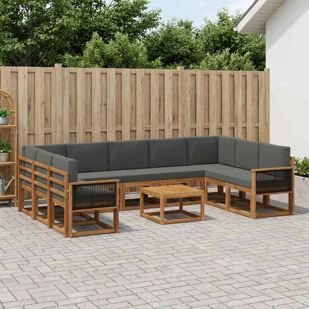 Set di divani da esterno 10 pz Naturale e Antracite 3385553