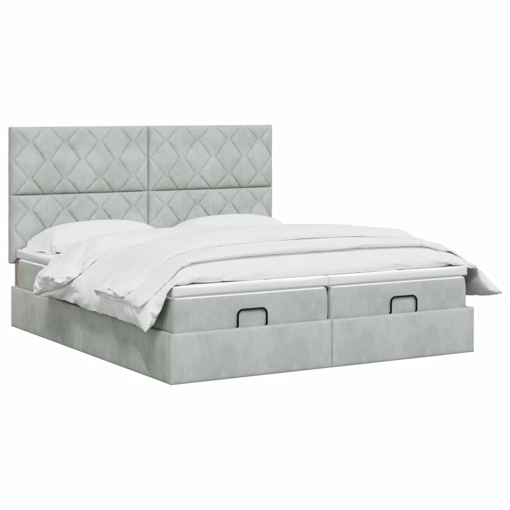 Letto Ottomano con Materasso e LED Grigio Chiaro 160 x 200 cm 3458508