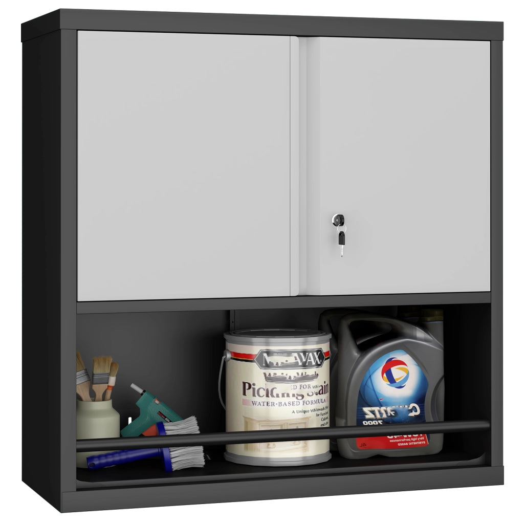 ARMADIO DA MURO IN METALLO 88x45x15 cm Nero/Bianco