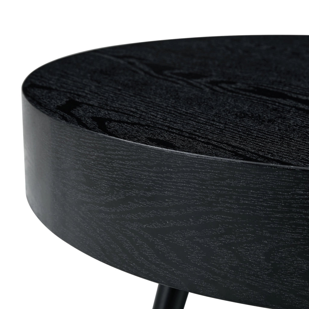 Tavolino da caffè rotondo nero Ø 70 cm in MDF e metallo