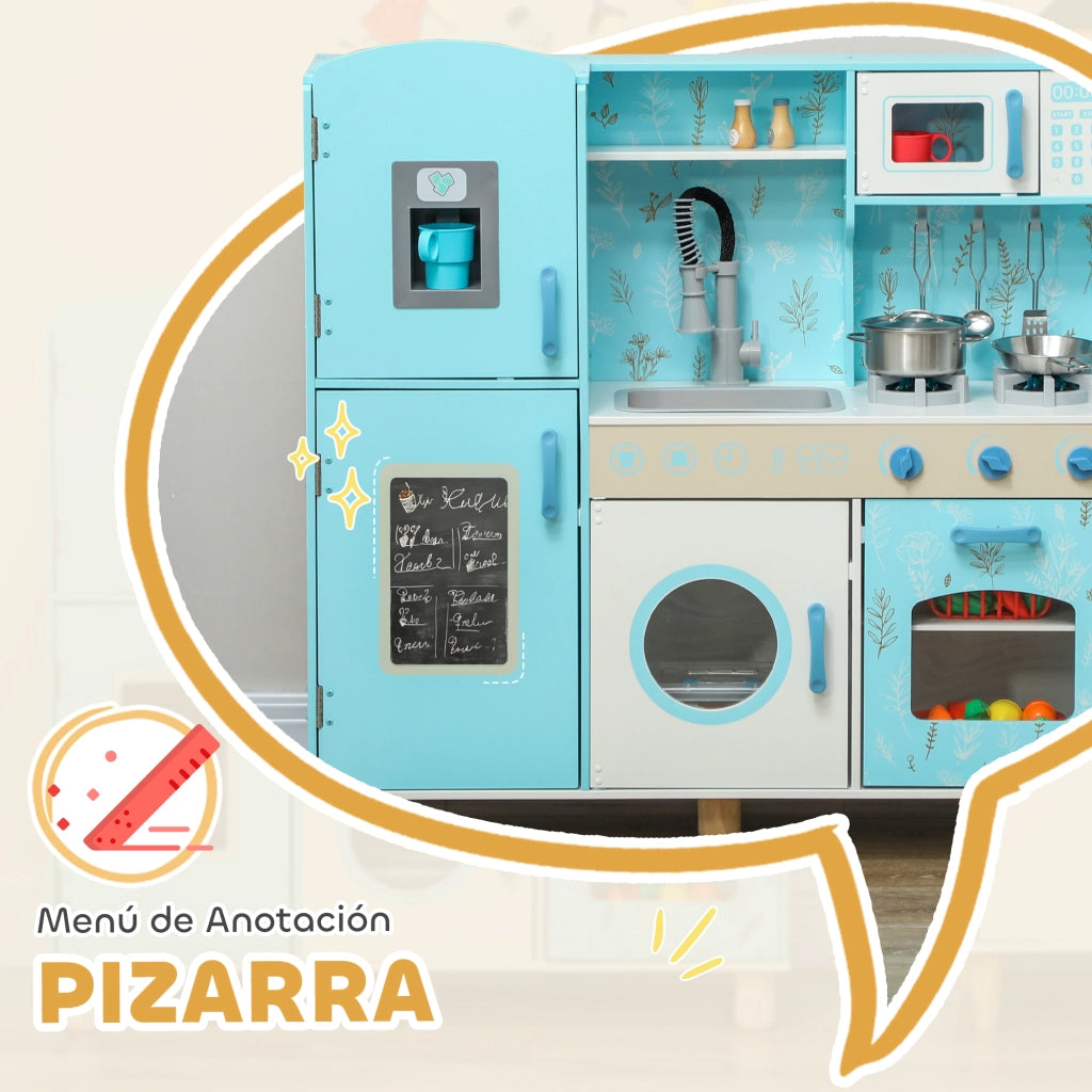 Cucina Giocattolo in Legno per Bambini con Accessori ¨C Zephmum ¨C Blu
