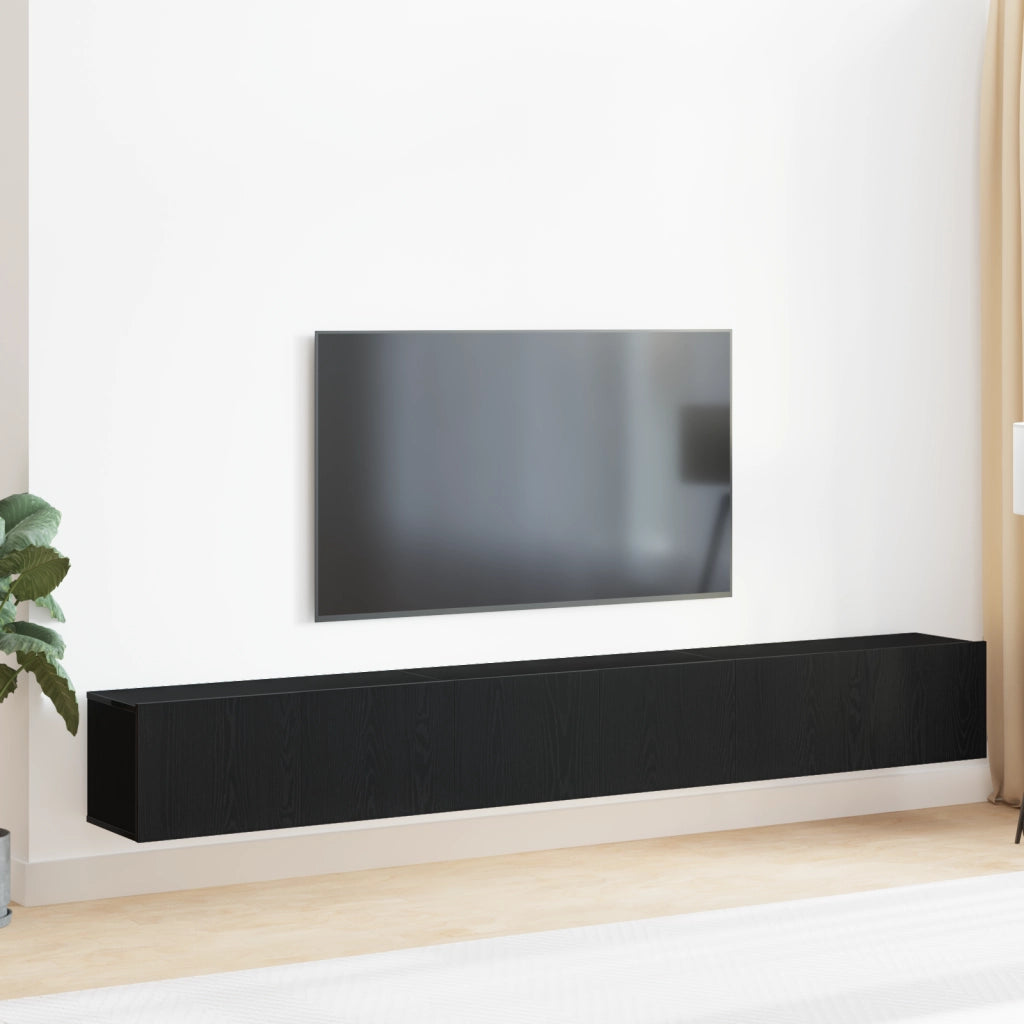 Set di Mobile TV a 3 Pezzi in Legno Ingegnerizzato Nero