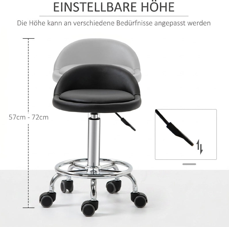 Set di 2 sgabelli ULEVR con schienale e ruote, altezza regolabile 57-72 cm, similpelle nera