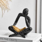 Sculture da lettura in legno nero per decorazione di casa, decorazione di parete moderna per accentuare la stanza, sculture astratte per decorazione di libreria, decorazioni per tavolo da salotto, idee regalo per donne