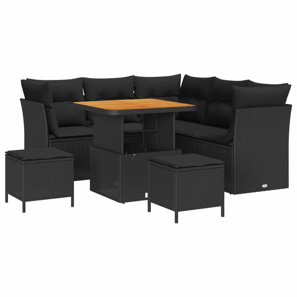 Set Divano da Giardino 8 pcs Nero polyrattan 3361479