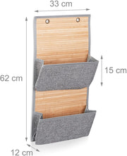 Mobiletto portaoggetti da parete e porta accessori da bagno in bambù e grigio 13_0001731