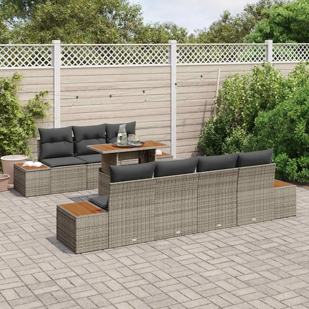 Set Divano da Giardino 8 pcs Grigio Poly Rattan 3358778