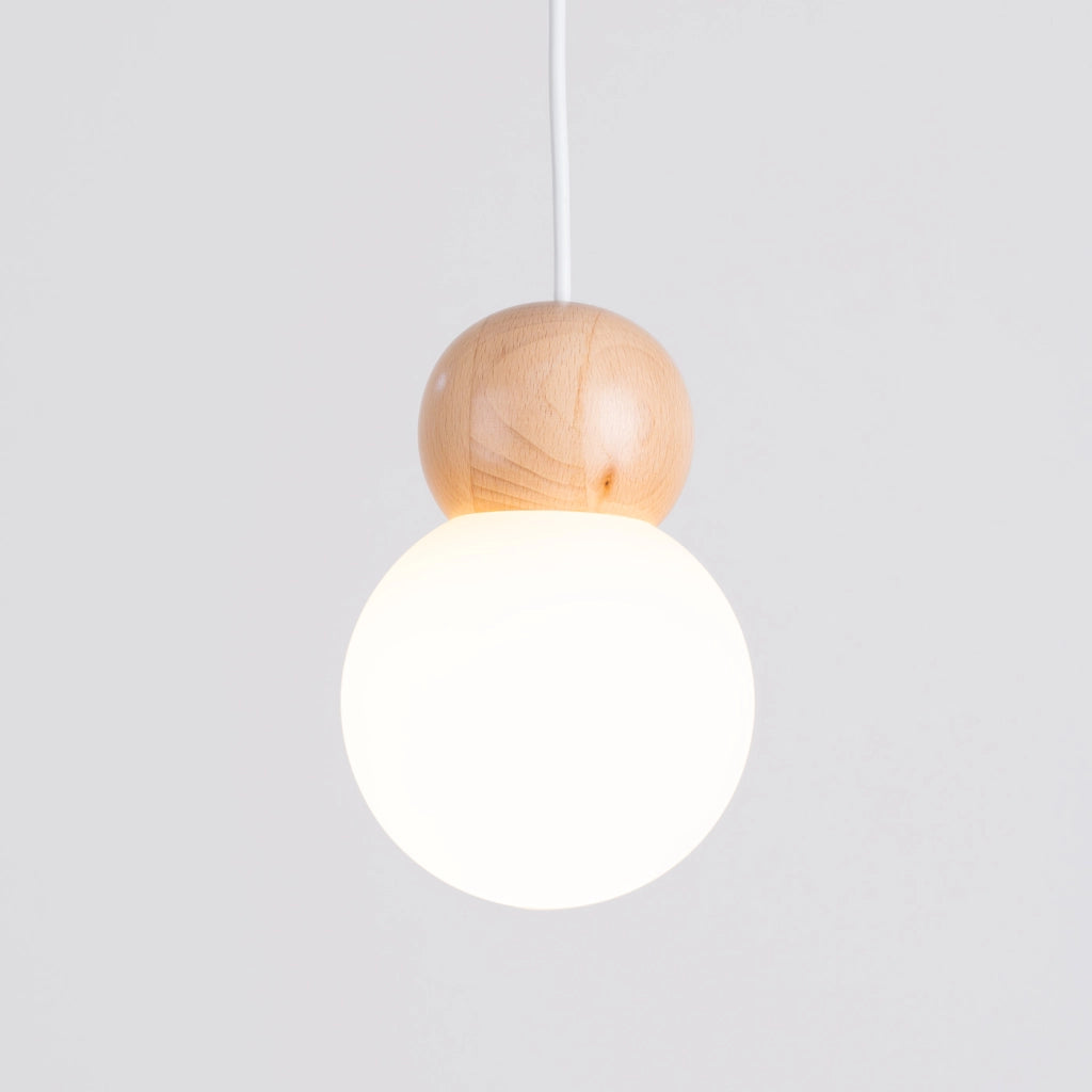 Lampada a sospensione PEKKA 1 bianco/legno naturale