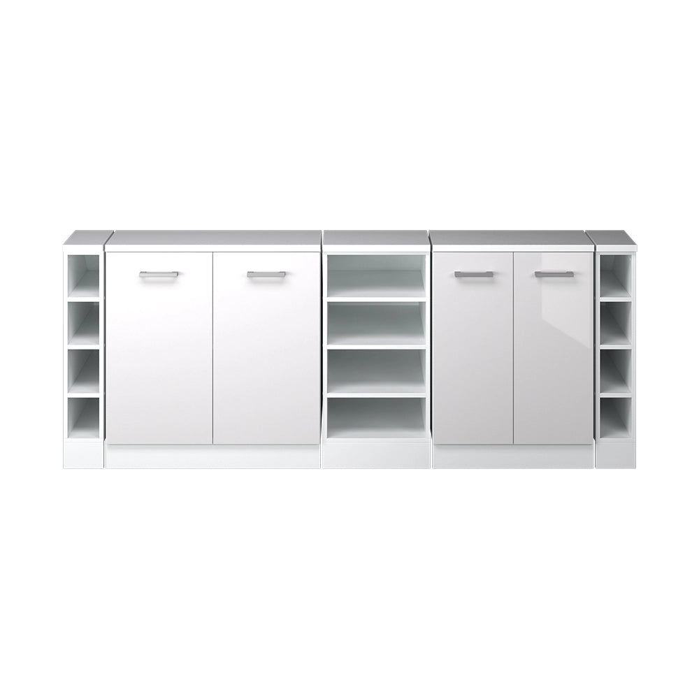 Mobile cucina sottotetto R-Line Bianco lucido/Bianco 210 cm Set di 5 carcasse armadio profondità 60 cm Vicco