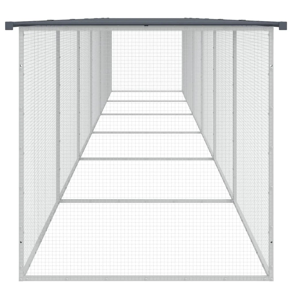 Recinto per pollaio con tetto 603 x 98 x 90 cm in acciaio zincato antracite 02_0043975