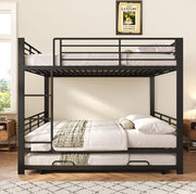 Letto a castello 205x145x170 cm con letto estraibile in metallo nero