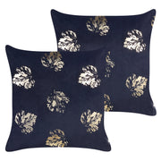 Set di 2 cuscini decorativi in velluto nero con motivo a foglie 45 x 45 cm Stampa in lamina d'oro Accessori decorativi