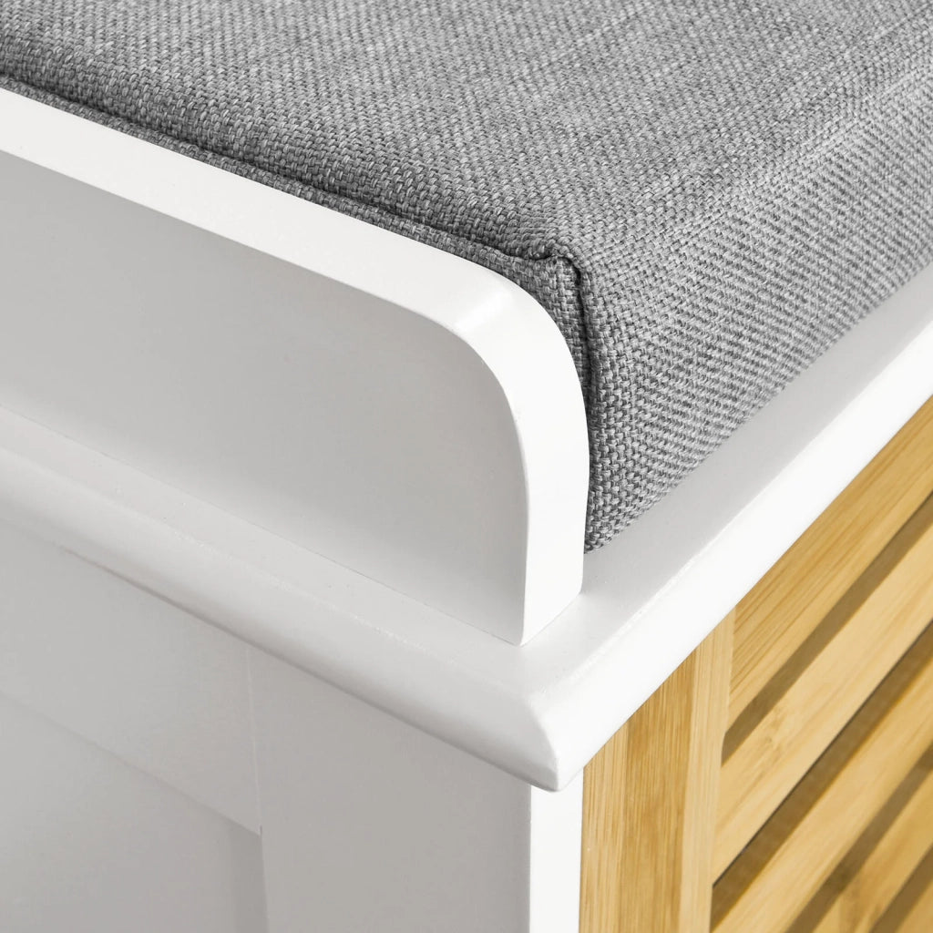 Scarpiera da ingresso Panchina con Cuscino e Cestini 2 Cestini Legno FSR23-K-WN
