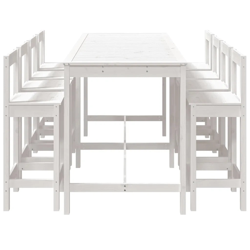 Set Bar da Giardino 9 pz Bianco in Legno Massello di Pino 3154771