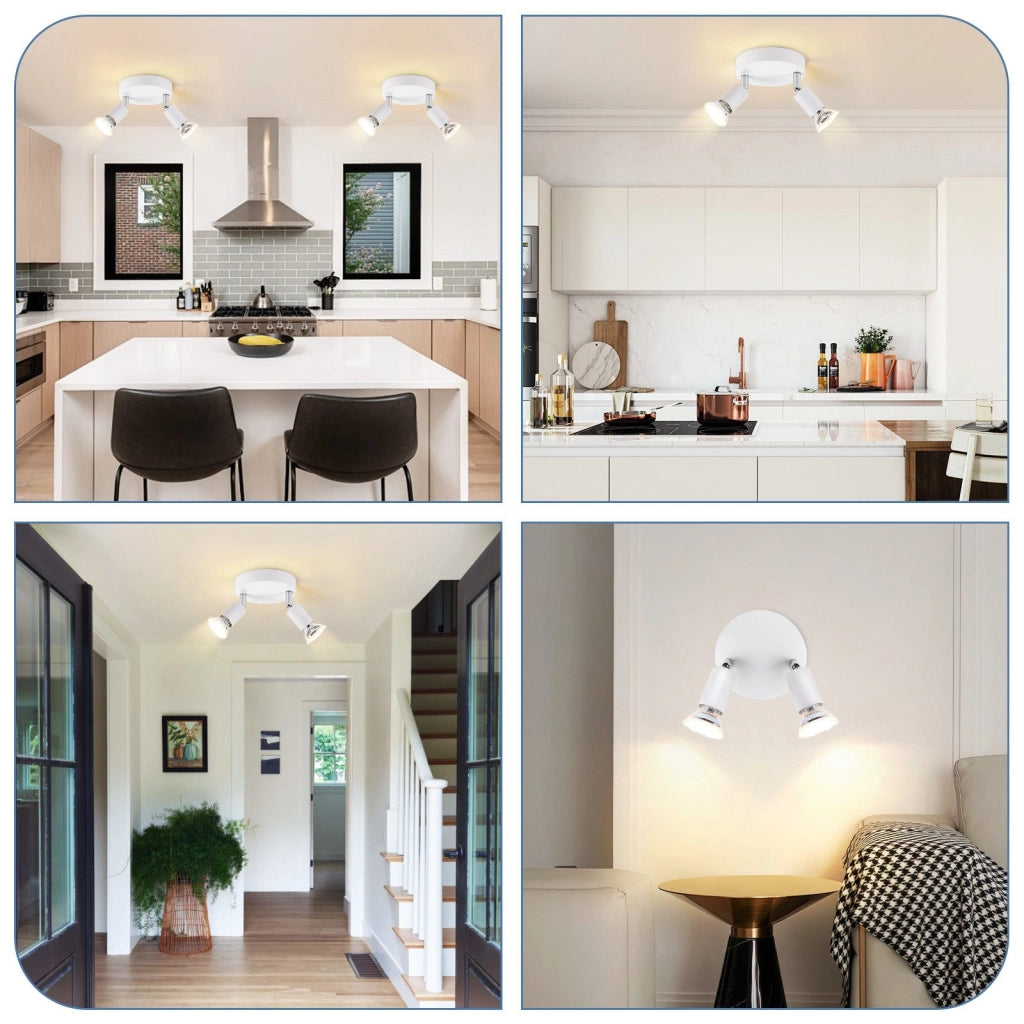 ZMH Faretto da soffitto bianchi 2 luci GU10 moderni rotondi orientabili 350° per camera letto soggiorno senza lampadina