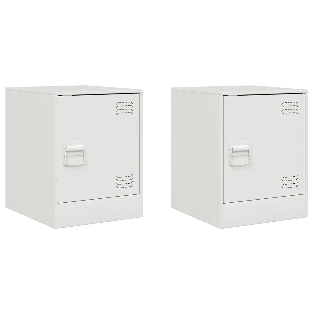 Comodini 2 pz-Set di 2 Tavolino da notte Bianchi 34,5x39x44 cm in Acciaio 503940
