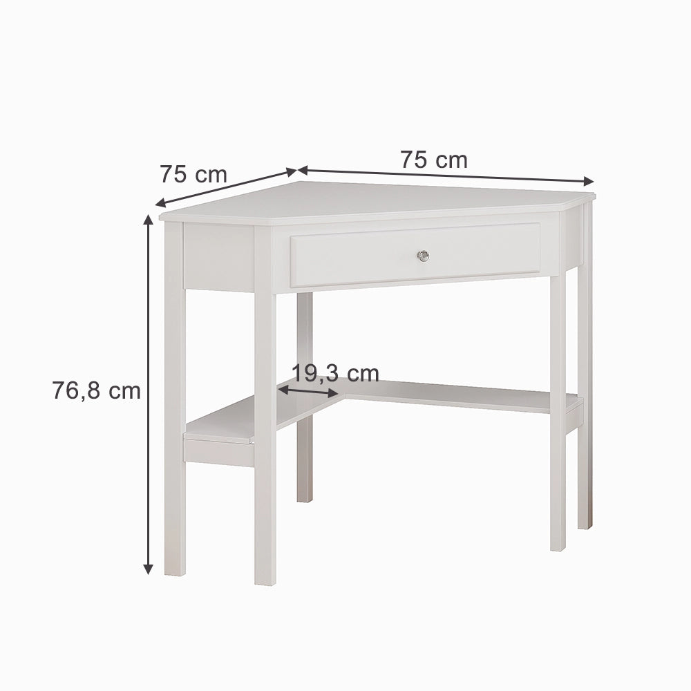 Vicco Tavolo da trucco ad angolo Bianco 75 x 76.8 cm ,con cassetto
