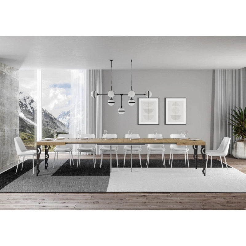 Tavolo allungabile 200/460x90 cm Karamay telaio Antracite - Quercia Natura