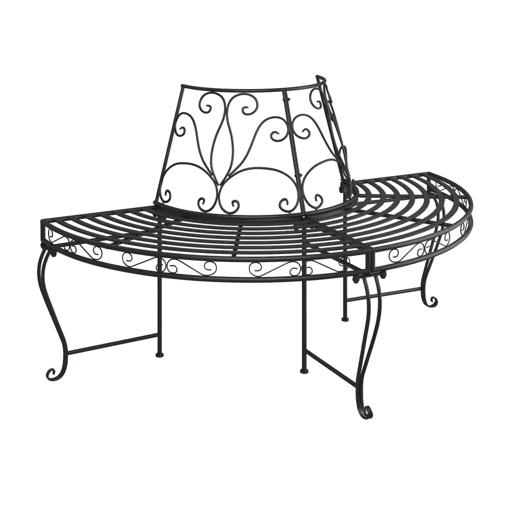 Panchine per Albero Semicircolari 2 pz Ø160 cm Nere in Acciaio 3095716