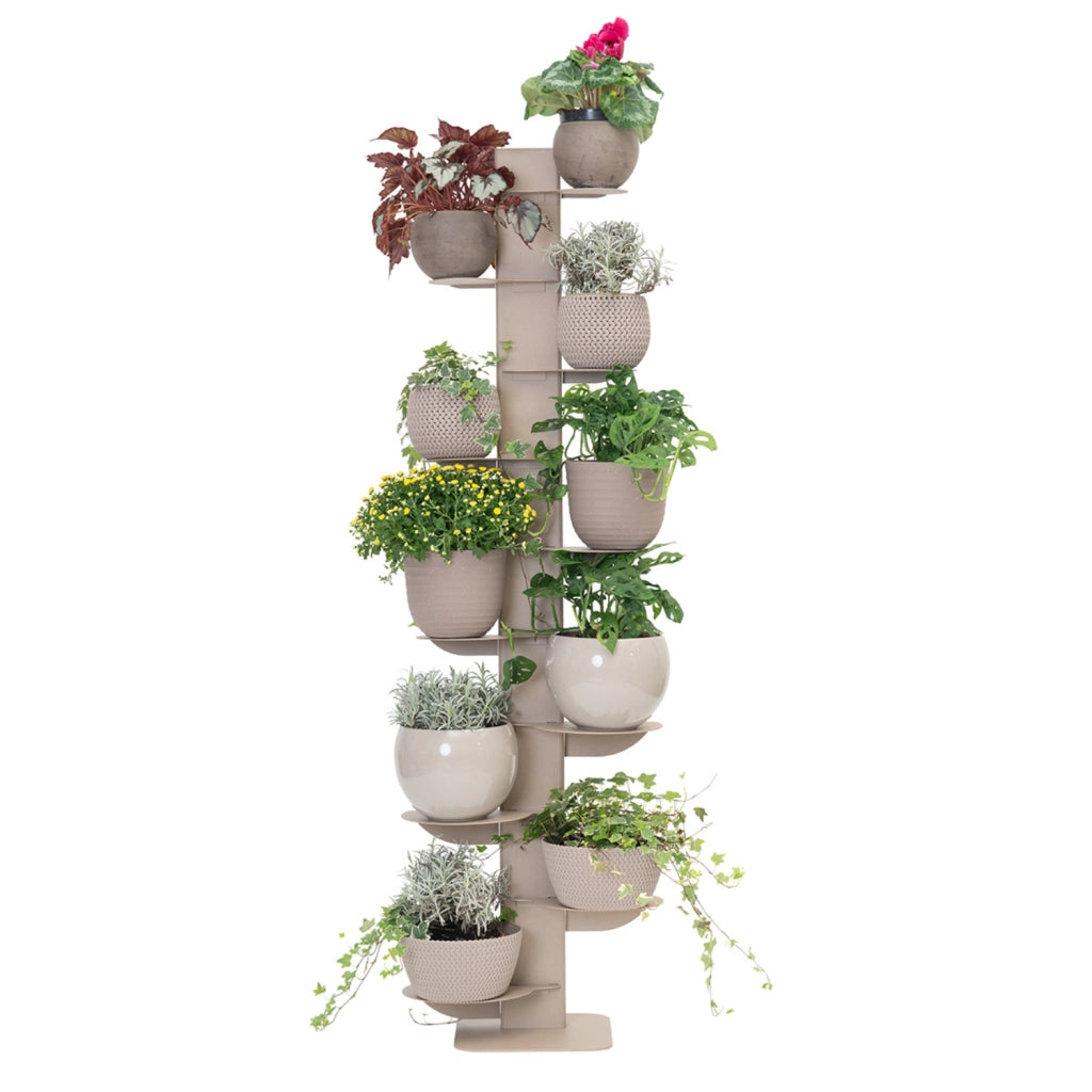 ALUBOX HYDRA Porta Piante Da Esterno E Interno A Colonna Autoportante 167X49X30 Cm Porta Vasi Da Interno E Esterno Con Telaio In Alluminio E 10 Mensole In Lamiera Zincata 15,2 Kg COLORE: SABBIA