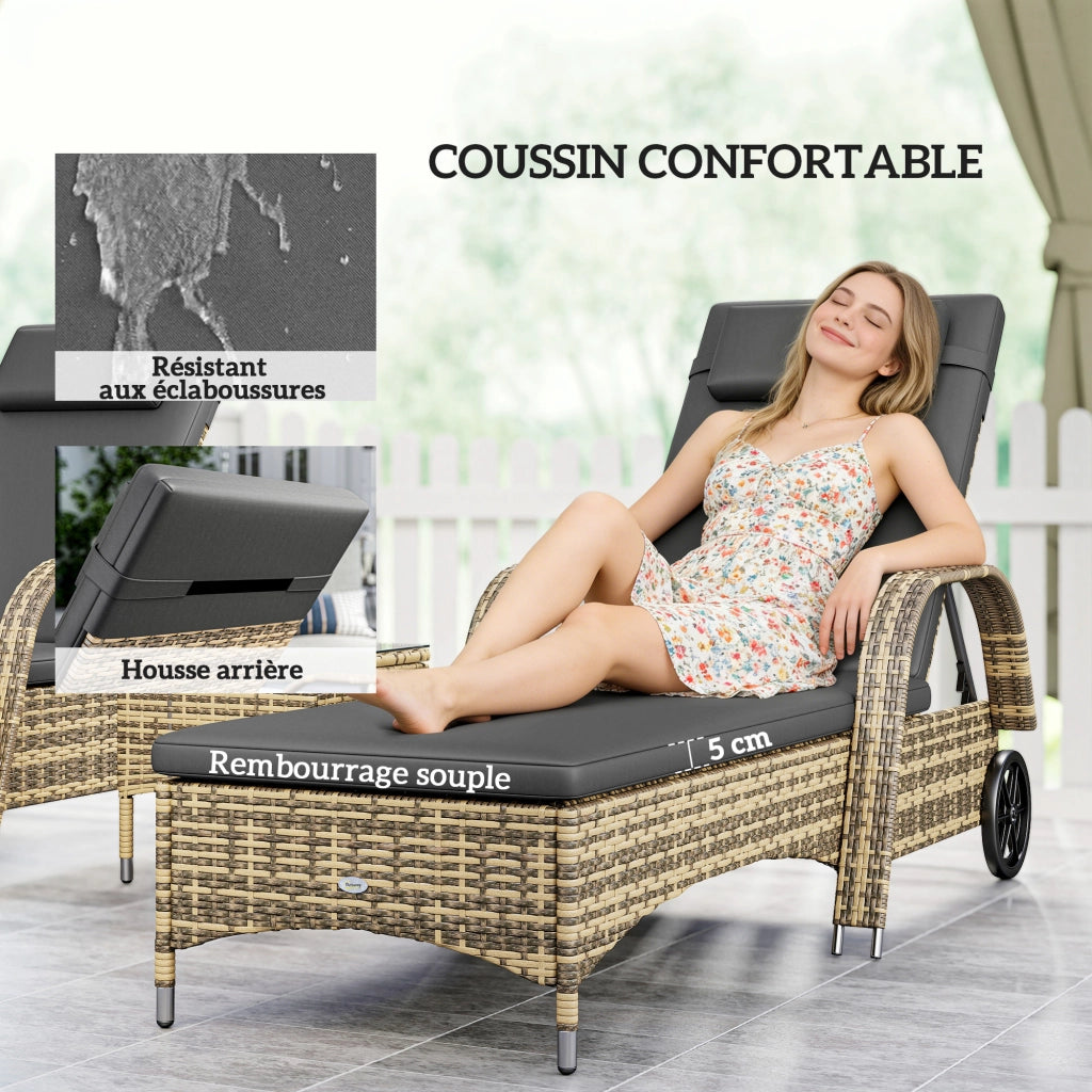 Set 2 Lettini Bagnosole con Materasso e Tavolino ¨C zephmum ¨C Grigio Scuro