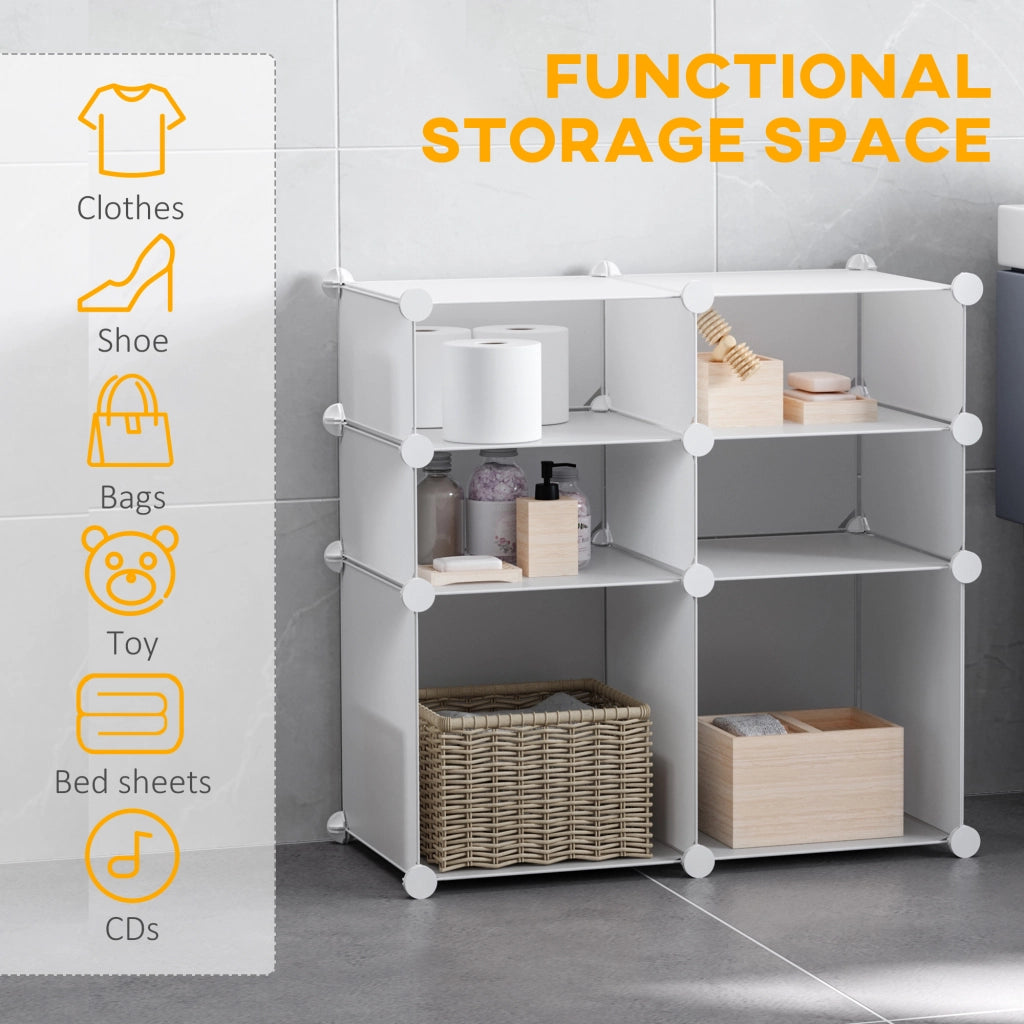Scarpiera con 6 vani modulari - per ingresso - in plastica e metallo - 75×37×73 cm - bianco