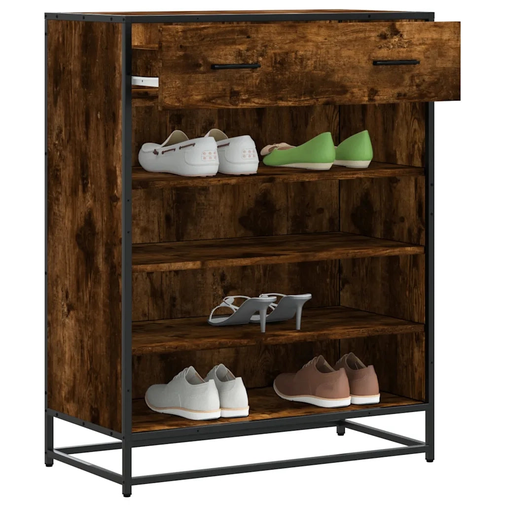 Scarpiera-Scaffale per scarpe Rovere Fumo 75x38x97,5 cm Legno Multistrato Metallo 152213