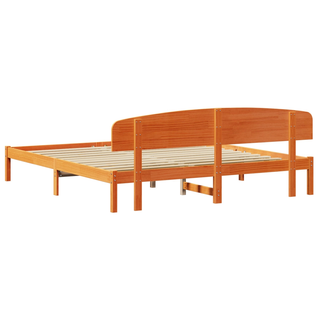 Telaio Letto con Testiera Marrone Cerato 180x200 cm Legno Massello di Pino
