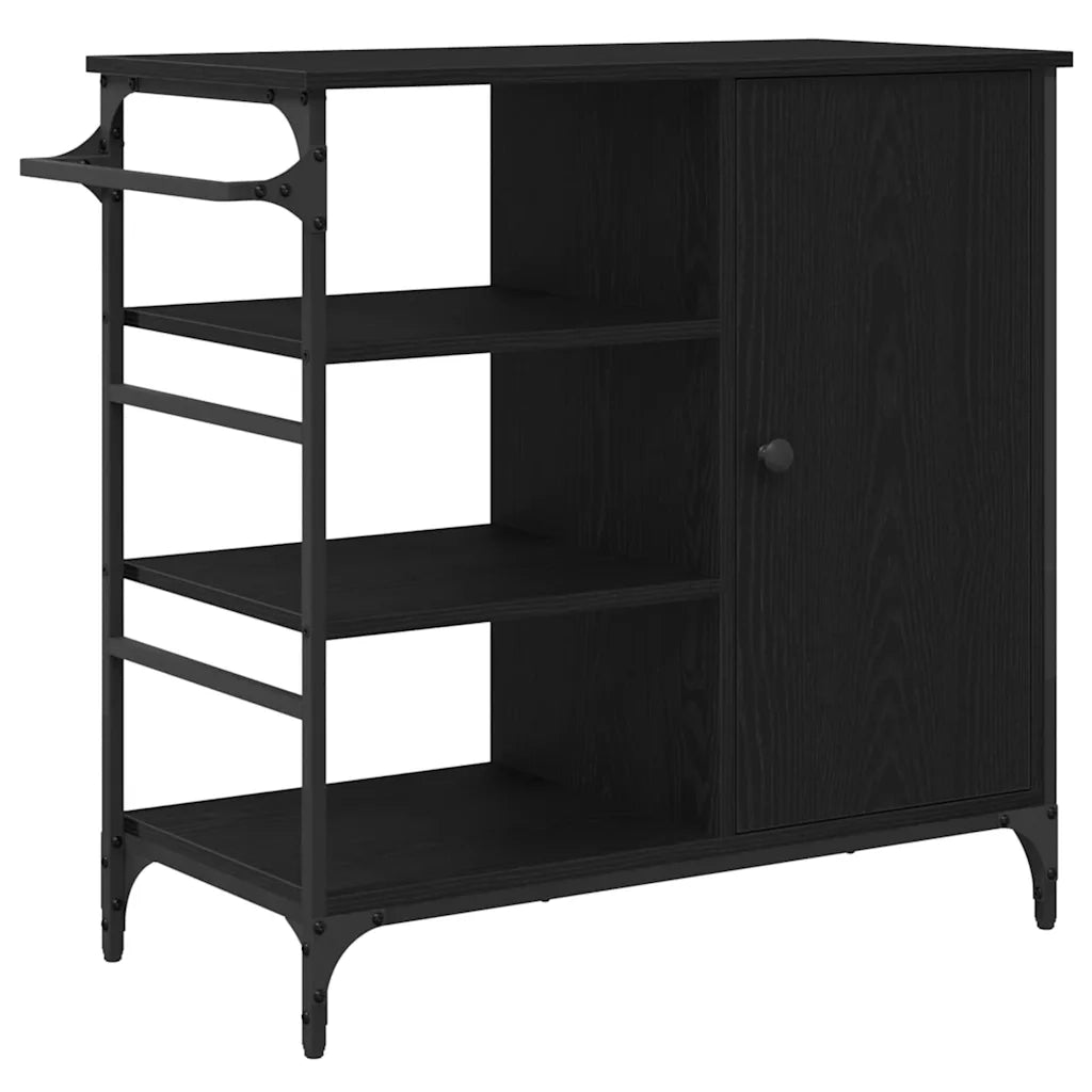 Carrello da Cucina Rovere Nero 87,5 x 39 x 84,5 cm 871665