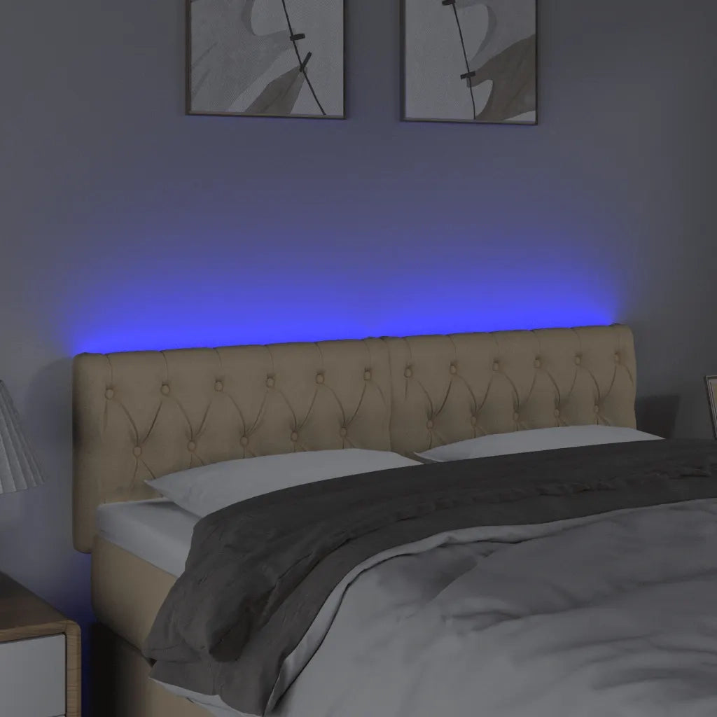 Testiera a LED-Testata con LED Crema 144x7x78/88 cm in Tessuto