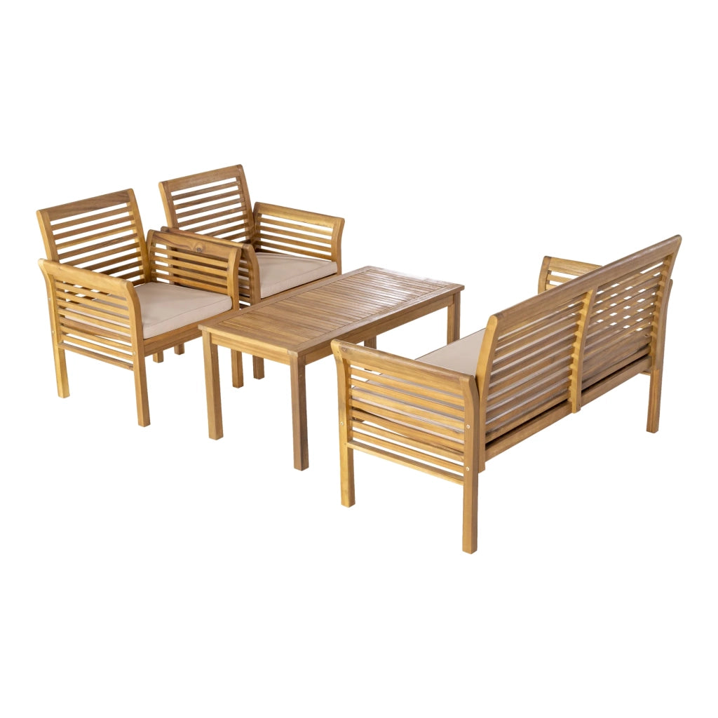 Set di mobili da giardino 4 pezzi in legno di acacia beige naturale 03_0010529