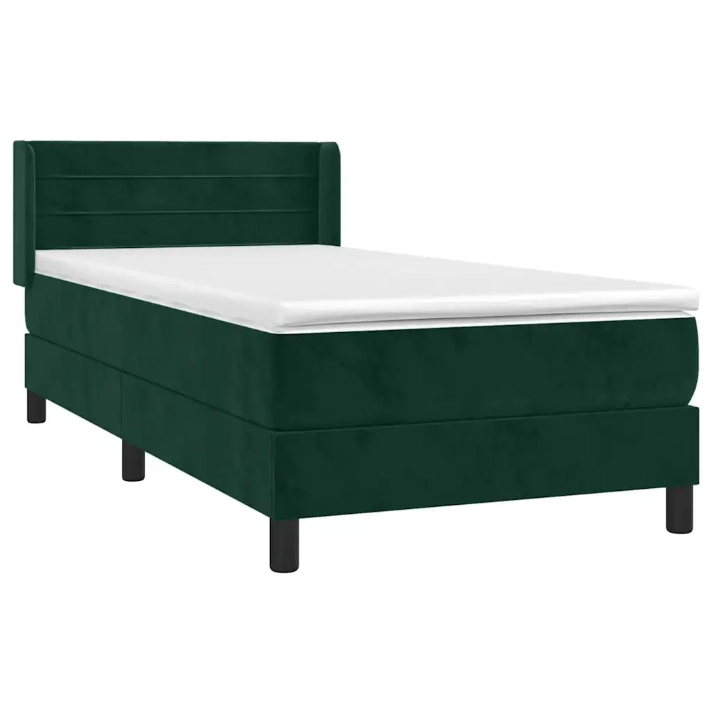 Giroletto a Molle con Materasso Verde Scuro 90x200 cm Velluto 3131000
