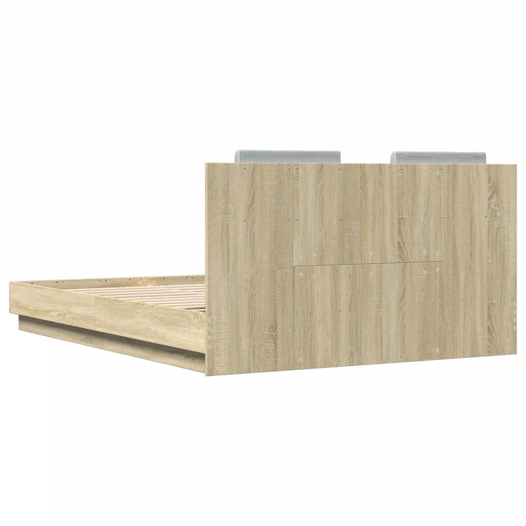 Giroletto con Testiera e LED Rovere Sonoma 120x200 cm 3210019