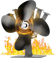 Ventilatore per camino, con 4 lame, 60 °C avvio rapido, ventilatore per legna/legna da ardere/camino aperto