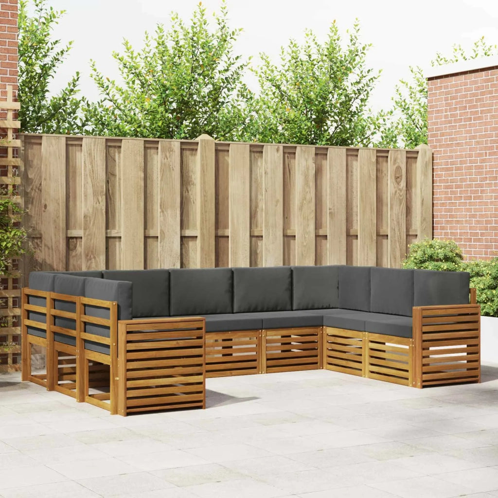 Set divano sezionale con cuscino 9 pcs Naturale e Antracite 3375487