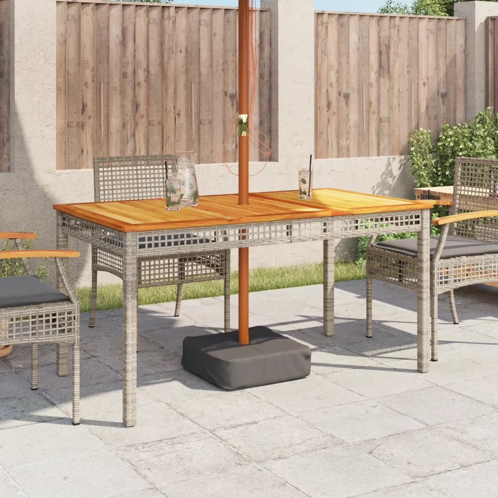 Tavolo da Giardino | Tavolino da esterno Grigio 140x80x75cm Polyrattan e Legno Acacia