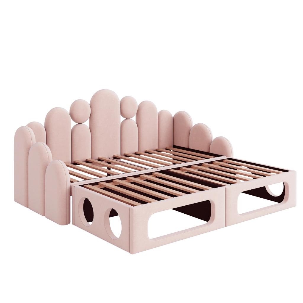 LETTO SOFA 180x200 cm In Velluto Rosa con letto per animali domestici