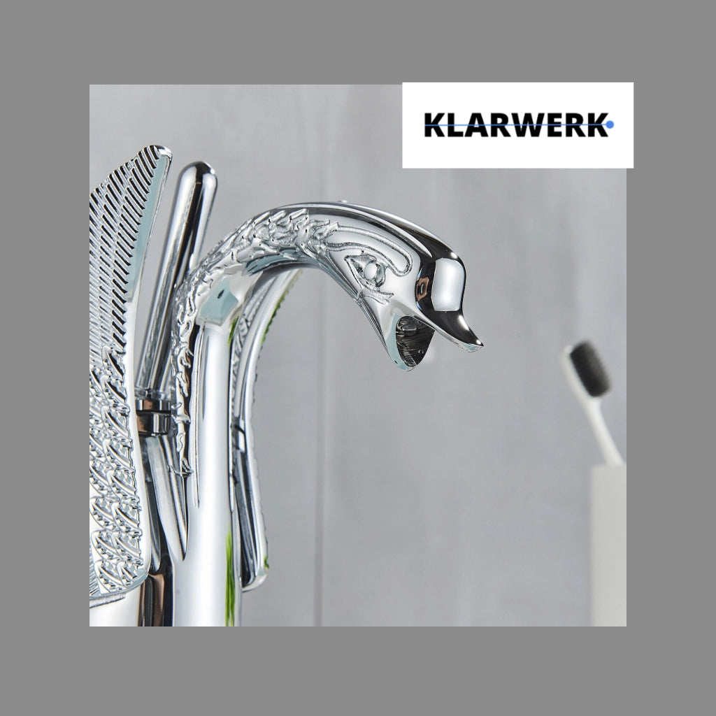 ADRIAN|Rubinetteria da bagno di design in acciaio inox con effetto cigno per lavabo di lusso cromato lucido, ristorazione|miscelatore bagno 2 attacchi