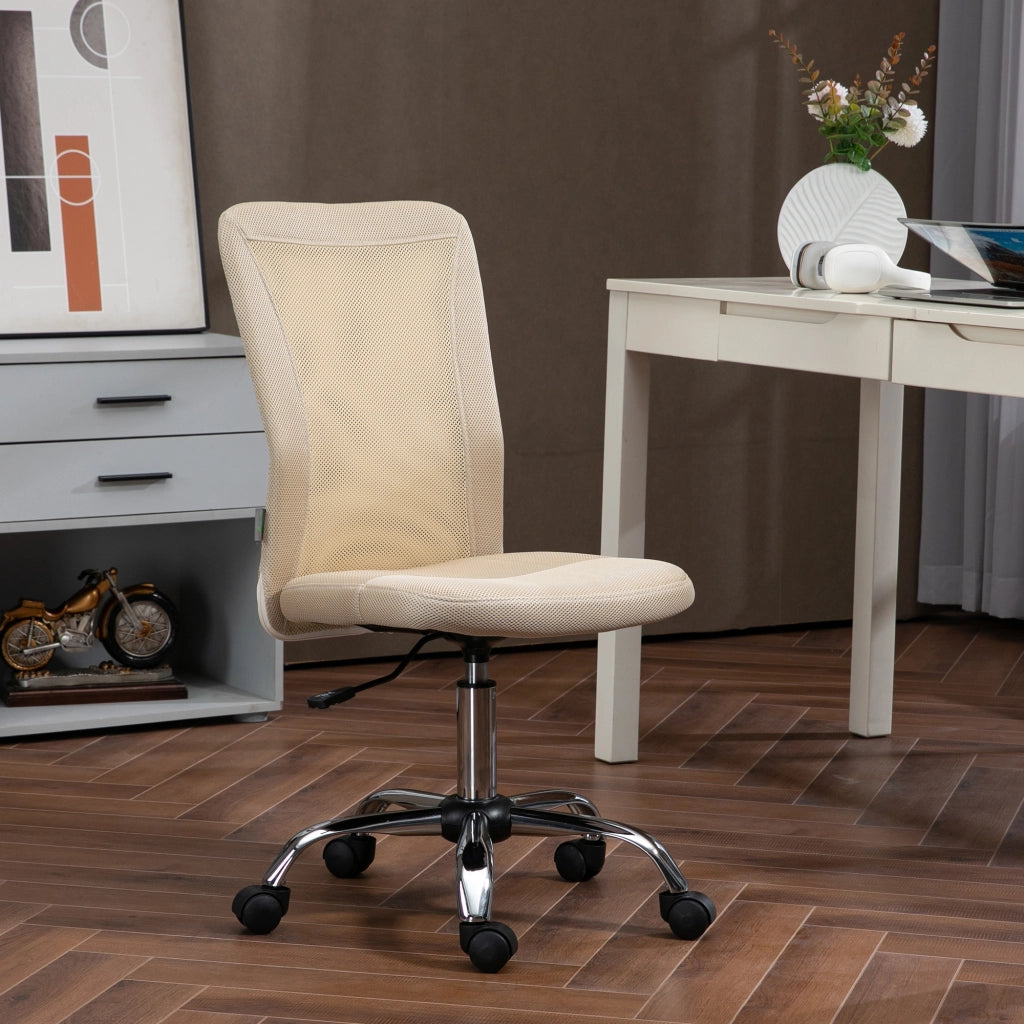 Sedia da ufficio girevole senza braccioli in rete ¨C Zephmum ¨C Beige 43x58x90-100 cm