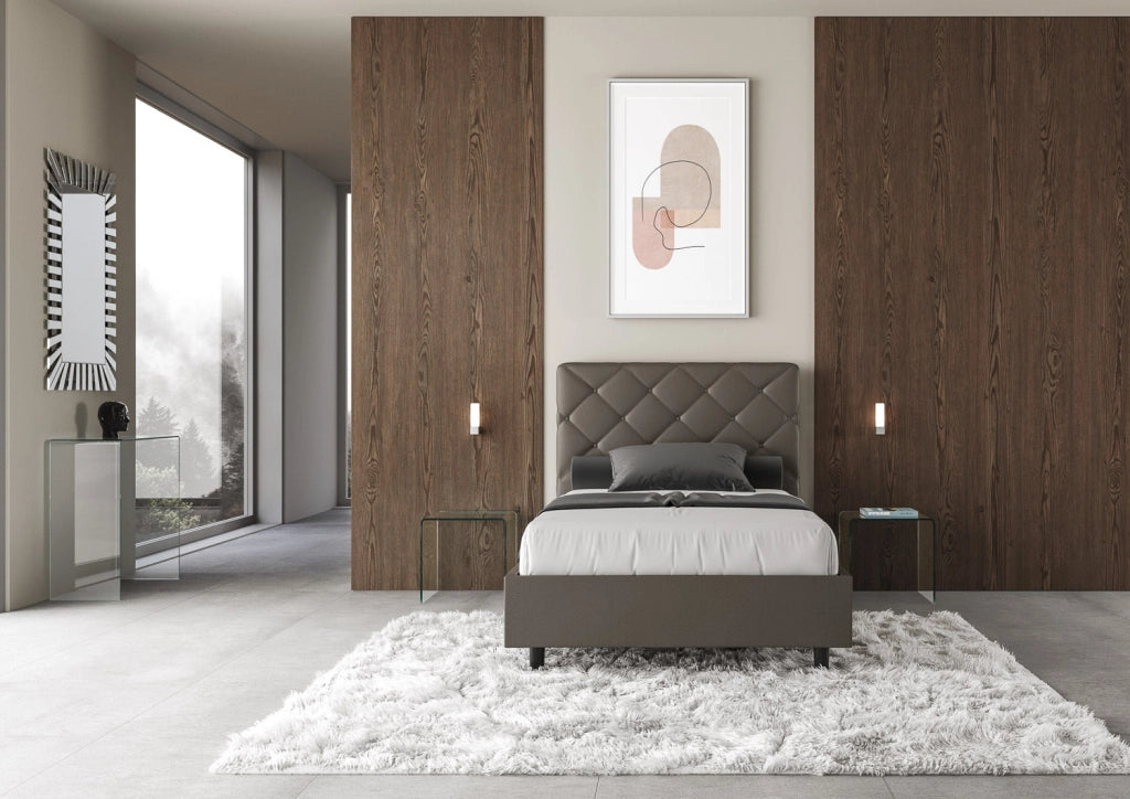 Letto Matrimoniale Large 180x210 cm Senza Rete Priya Cappuccino